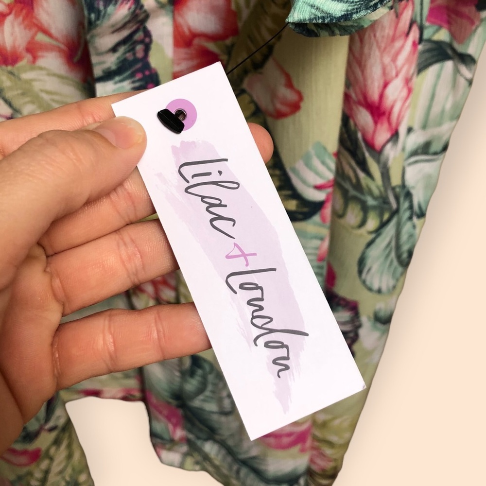 Lilac + London NEW Print Kimono Wrapper Robe Retro Botanical Women’s Plus 3X - Picture 7 of 15